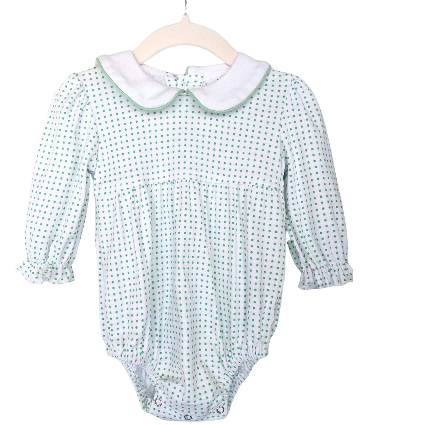 Long Sleeve Green Dot Peter Pan Collar Bubble