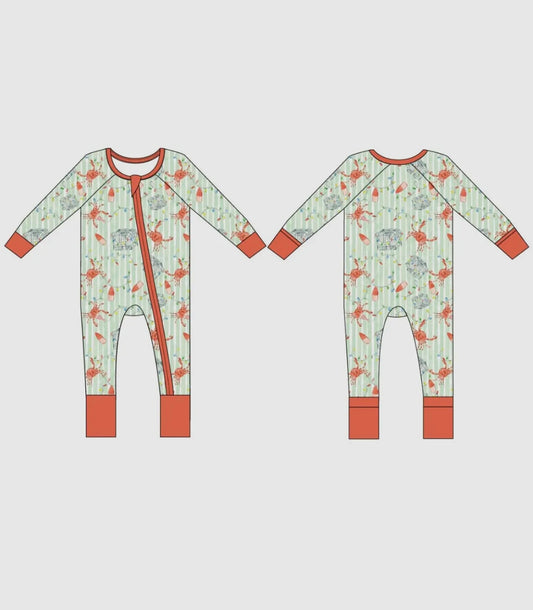 Crab Trap Christmas Zipper Onesie