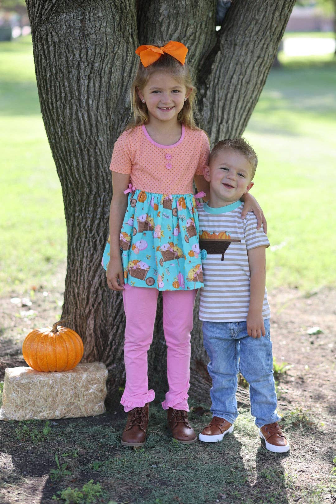 Pumpkin Harvest Boys Tan Stripe Knit Shirt